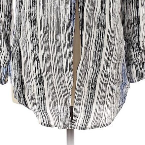 Astr Striped Button Up Long Sleeve Blouse Top XS - Picture 4 of 6